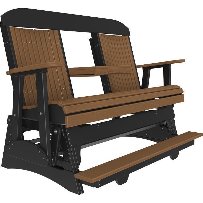 5' Classic Balcony Glider Antique Mahogany & Black-The Amish House