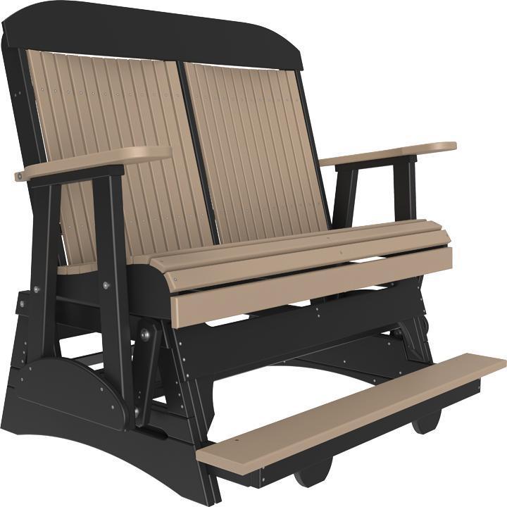 4' Classic Balcony Glider Weatherwood & Black-The Amish House