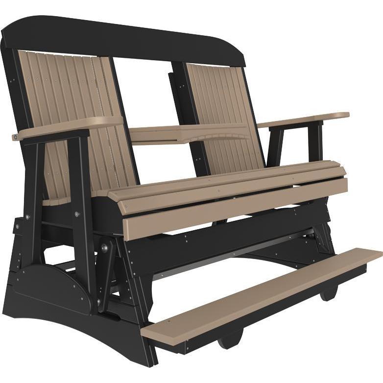 5' Classic Balcony Glider Weatherwood & Black-The Amish House