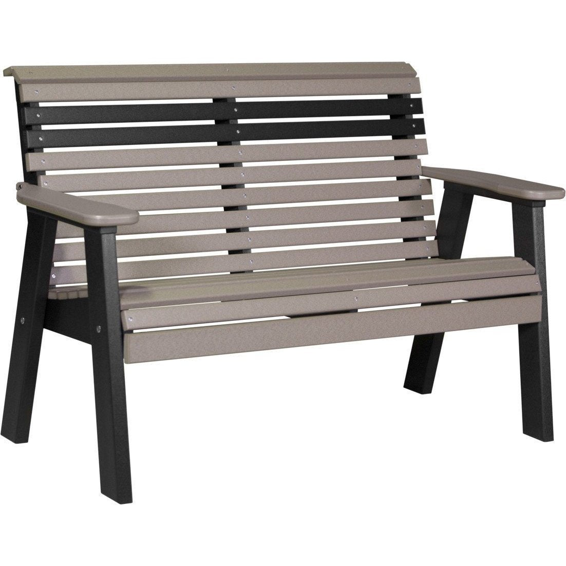 Plain Outdoor 4' Bench Weatherwood & Black