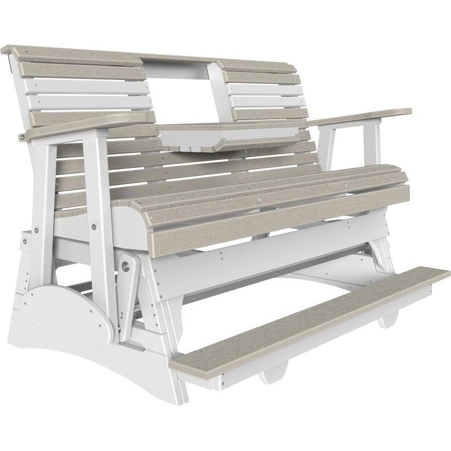 5' Plain Balcony Glider Birch & White-The Amish House