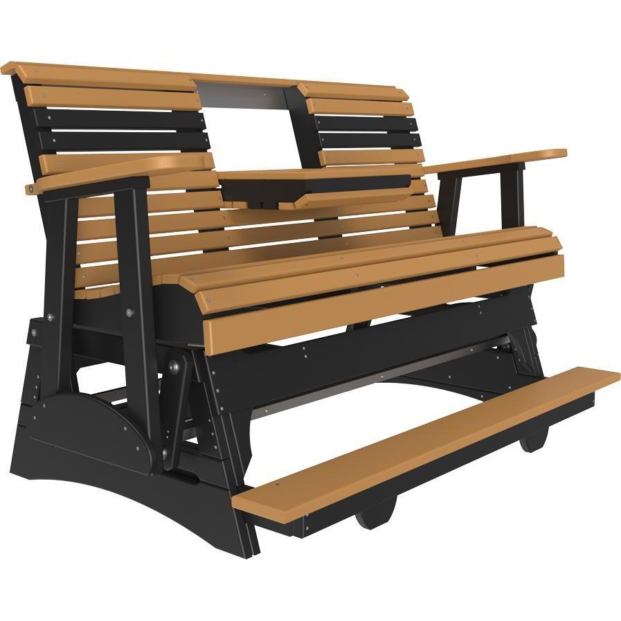 5' Plain Balcony Glider Cedar & Black-The Amish House