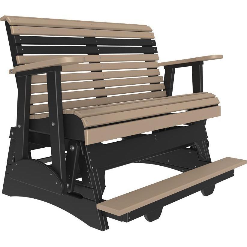 4' Plain Balcony Glider Weatherwood & Black-The Amish House