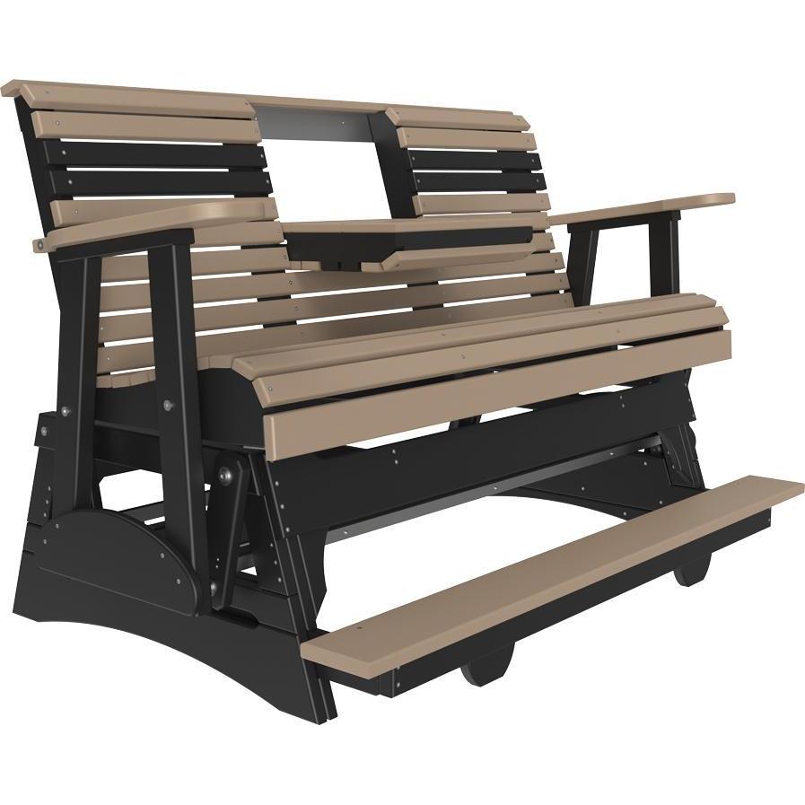 5' Plain Balcony Glider Weatherwood & Black-The Amish House