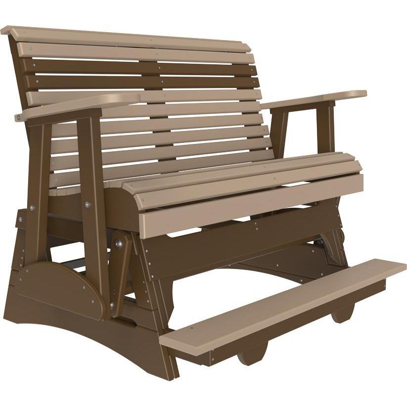 4' Plain Balcony Glider Weatherwood & Chestnut Brown-The Amish House